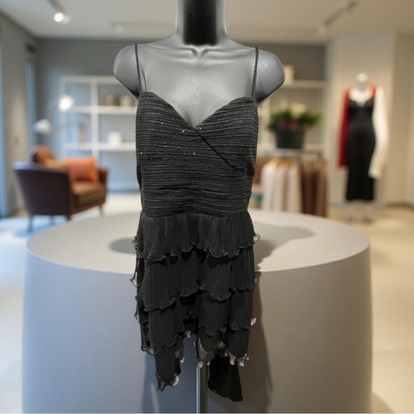 Alex Evenings Black Tiered Evening Cocktail Dress 12 - Picture 4 of 10